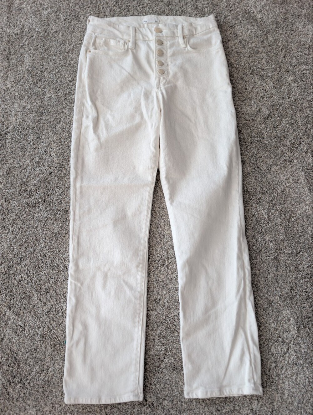 Good American Good Legs Straight Jeans Cloud White Button Fly 2/26